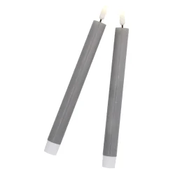 Outlet 2er Set LED-Stabkerze Rustik, Grau, 24.5 Cm Lichterwelt|Kerzen & Kerzenständer