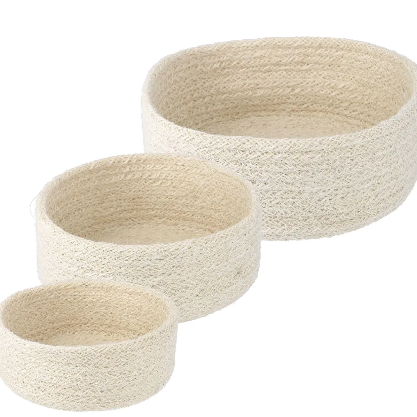 New 3er Set Schale Jute, Rund, Weiß Organisation|Schalen & Tabletts