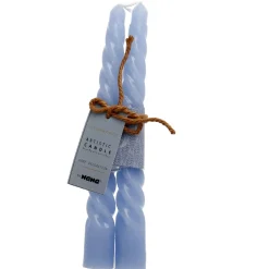 Outlet 2er Set Stabkerze, Gedreht, Grau/blau, 18 Cm Tischdeko|Kerzen & Kerzenständer