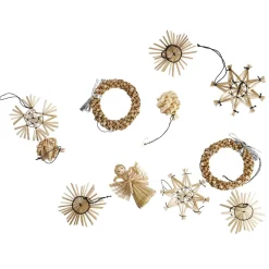 Best 20er Set Strohanhänger Formen, Schwarz Weihnachtsbaumschmuck