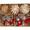 Clearance 16er Set Strohanhänger Mädchen/Sterne, Rot/grau Weihnachtsbaumschmuck|Weihnachtsdeko