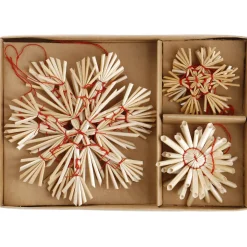 Sale 9er Set Strohanhänger Sterne, Rot Weihnachtsbaumschmuck