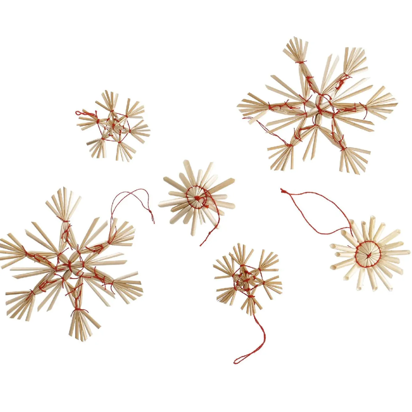 Sale 9er Set Strohanhänger Sterne, Rot Weihnachtsbaumschmuck