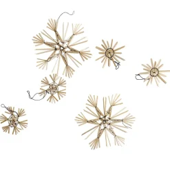 Best 9er Set Strohanhänger Sterne, Schwarz Weihnachtsbaumschmuck