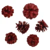 New 6er Set Tannenzapfen Metallic, Rot Adventskränze & Zubehör|Weihnachtsdeko