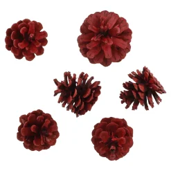 New 6er Set Tannenzapfen Metallic, Rot Adventskränze & Zubehör|Weihnachtsdeko
