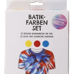 Outlet 3er Set Textilfarbe Batik, DIY, Rot/gelb/hellblau Fashion