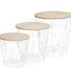 3er Set Tisch/Korb, 43 Cm, Weiß Geschenkideen|Organisation