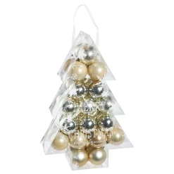 Outlet 34er Set Weihnachtskugeln, Champagner Weihnachtsbaumschmuck