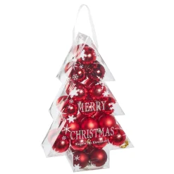Hot 34er Set Weihnachtskugeln, Rot Weihnachtsbaumschmuck