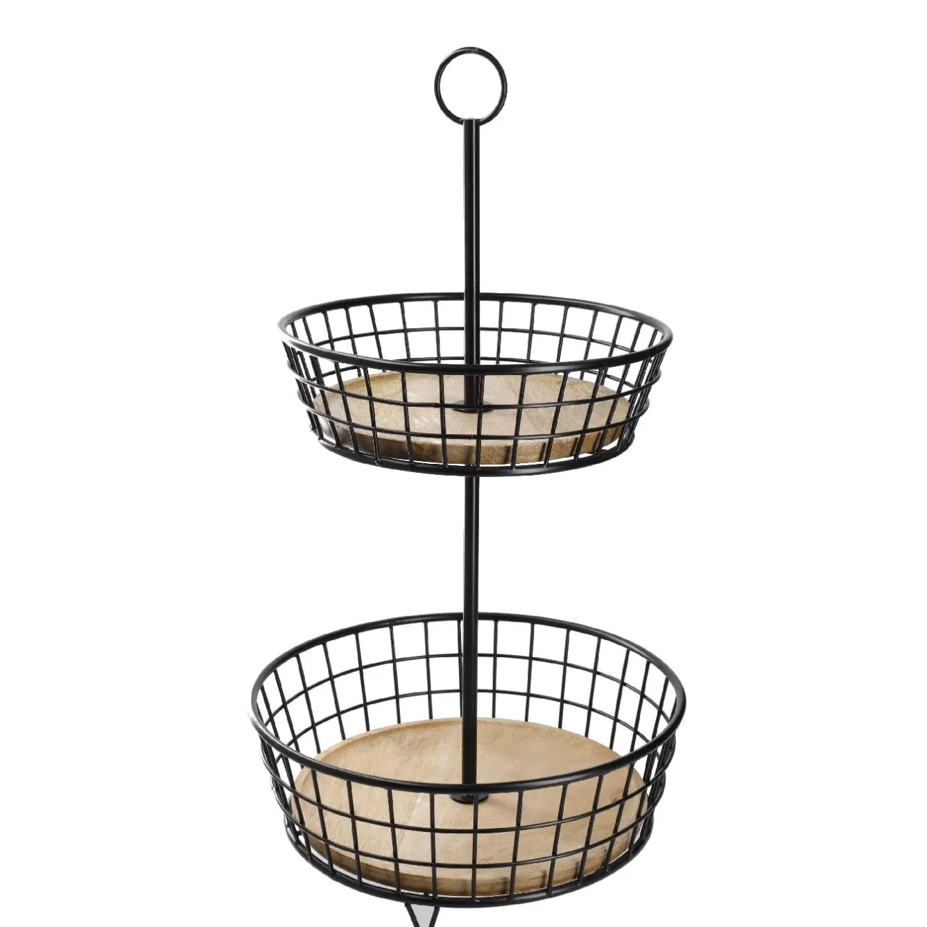 Outlet Etagere Holz/Metall, 2 Körbe, Schwarz, 68 Cm Geschenkideen|Etageren