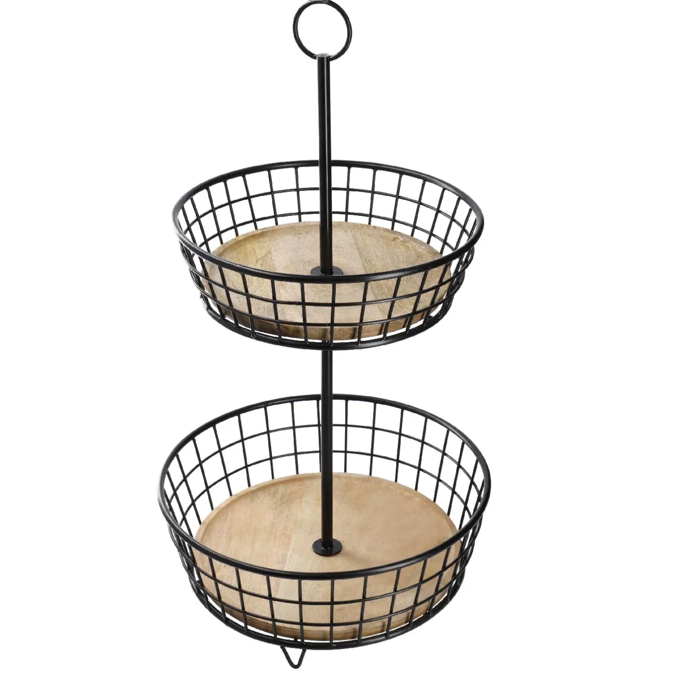 Outlet Etagere Holz/Metall, 2 Körbe, Schwarz, 68 Cm Geschenkideen|Etageren