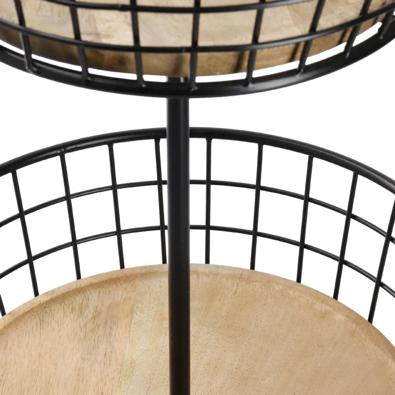 Outlet Etagere Holz/Metall, 2 Körbe, Schwarz, 68 Cm Geschenkideen|Etageren