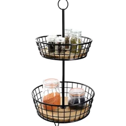 Outlet Etagere Holz/Metall, 2 Körbe, Schwarz, 68 Cm Geschenkideen|Etageren
