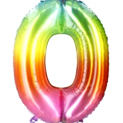 Online Folienballon Zahl 0, Bunt, 80 Cm Geburtstag