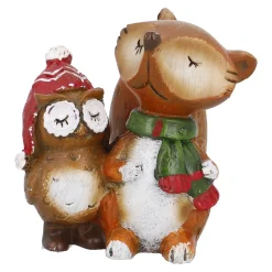 Best Fuchs Mit Eule, Eule Links, 6 Cm Figuren|Weihnachtsdeko