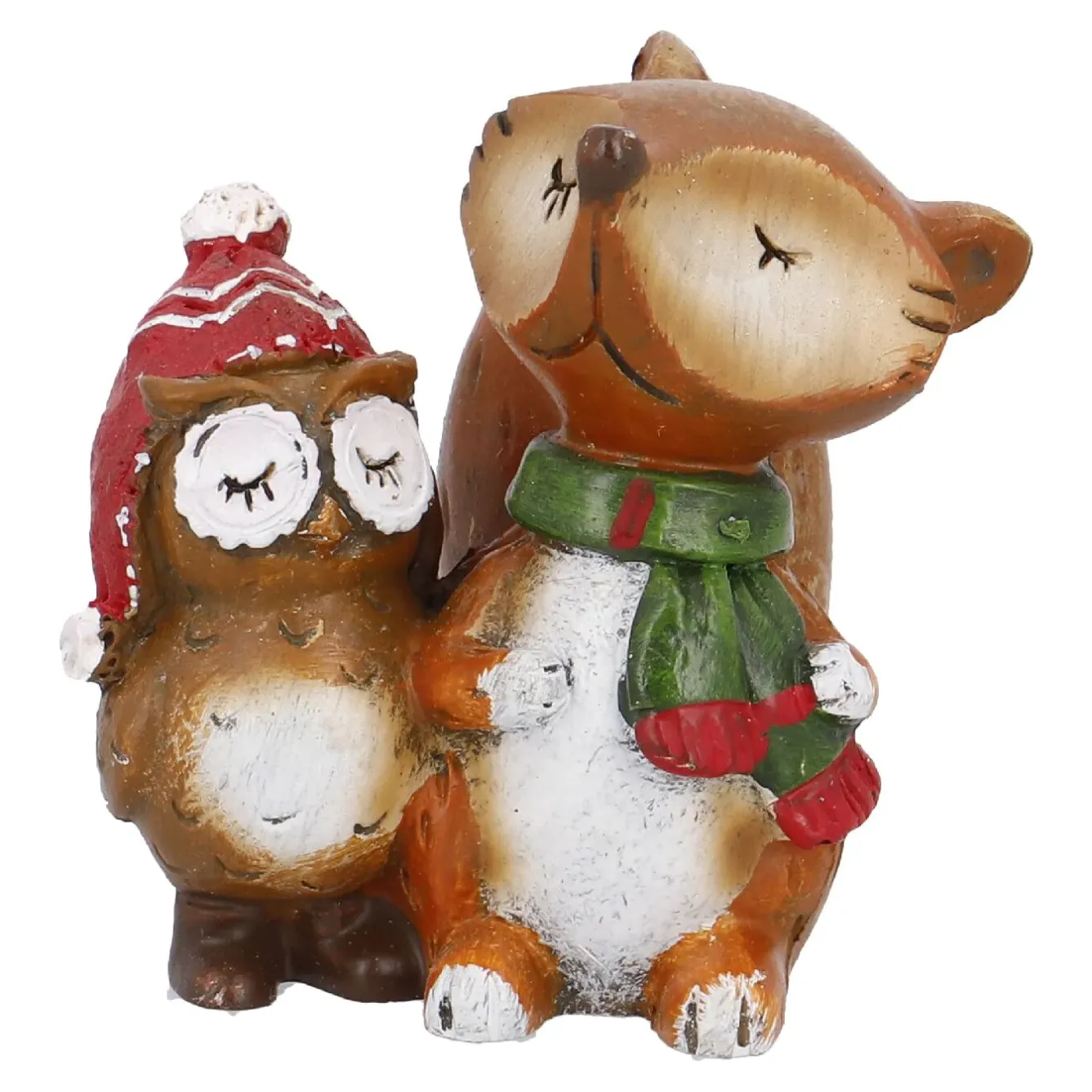 Best Fuchs Mit Eule, Eule Links, 6 Cm Figuren|Weihnachtsdeko