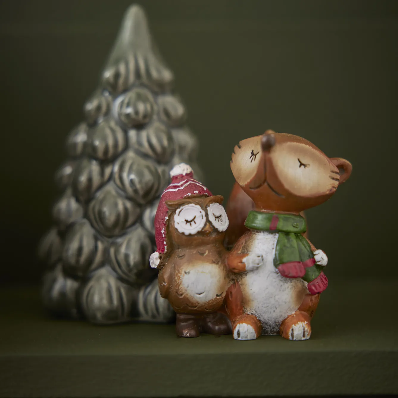 Best Fuchs Mit Eule, Eule Links, 6 Cm Figuren|Weihnachtsdeko