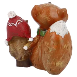Hot Fuchs Mit Eule, Eule Rechts, 6 Cm Figuren|Weihnachtsdeko