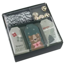 Outlet Geschenke-Set, Grün-weiß/grün, Kordel/Anhänger/Glocke Adventskalender|Geschenkverpackungen