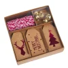 Clearance Geschenke-Set, Rot-weiß-natur, Kordel/Anhänger/Glocke Geschenkverpackung|Geschenkverpackungen