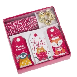 Best Geschenke-Set, Rot-weiß-rot, Kordel/Anhänger/Glocke Geschenkverpackung|Geschenkverpackungen