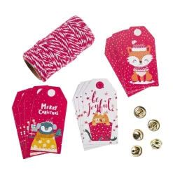 Best Geschenke-Set, Rot-weiß-rot, Kordel/Anhänger/Glocke Geschenkverpackung|Geschenkverpackungen