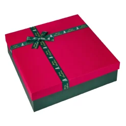 New Geschenkkarton Schleife, Dunkelgrün/rot, 35 X 35 Cm Geschenkverpackungen