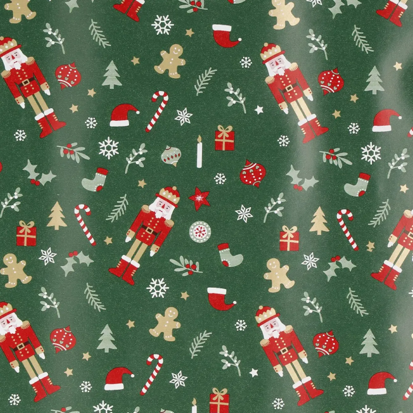Discount Geschenkpapier Mix, Nussknacker/grün, 2 M Geschenkverpackungen|Weihnachten