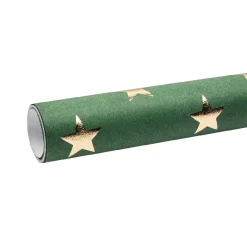 Clearance Geschenkpapier Stern, Grün/gold, 2 M Geschenkverpackungen