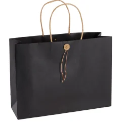 Clearance Geschenktüte Mit Knopf, Schwarz, 32.5 X 24 Cm Geschenkverpackung