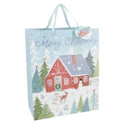 Hot Geschenktüte Motiv, Haus/rot, 26 X 32 Cm Geschenkverpackungen|Weihnachten