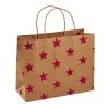 Hot Geschenktüte Prägung, Stern/natur/rot, 14.5 X 18.5 Cm Geschenkverpackungen