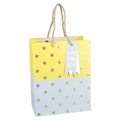 New Geschenktüte Stern/Verlauf, Hellblau/gelb, 18 X 23 Cm Geschenkverpackung