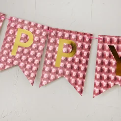 Girlande Happy Birthday, Holo/rot, 4 Meter Geburtstag