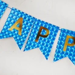 Outlet Girlande Happy Birthday, Holo/blau, 4 Meter Geburtstag