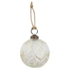 Best Glaskugel Blätter, Creme/gold, 7 Cm Weihnachtsbaumschmuck