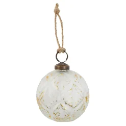 Best Glaskugel Blätter, Creme/gold, 7 Cm Weihnachtsbaumschmuck