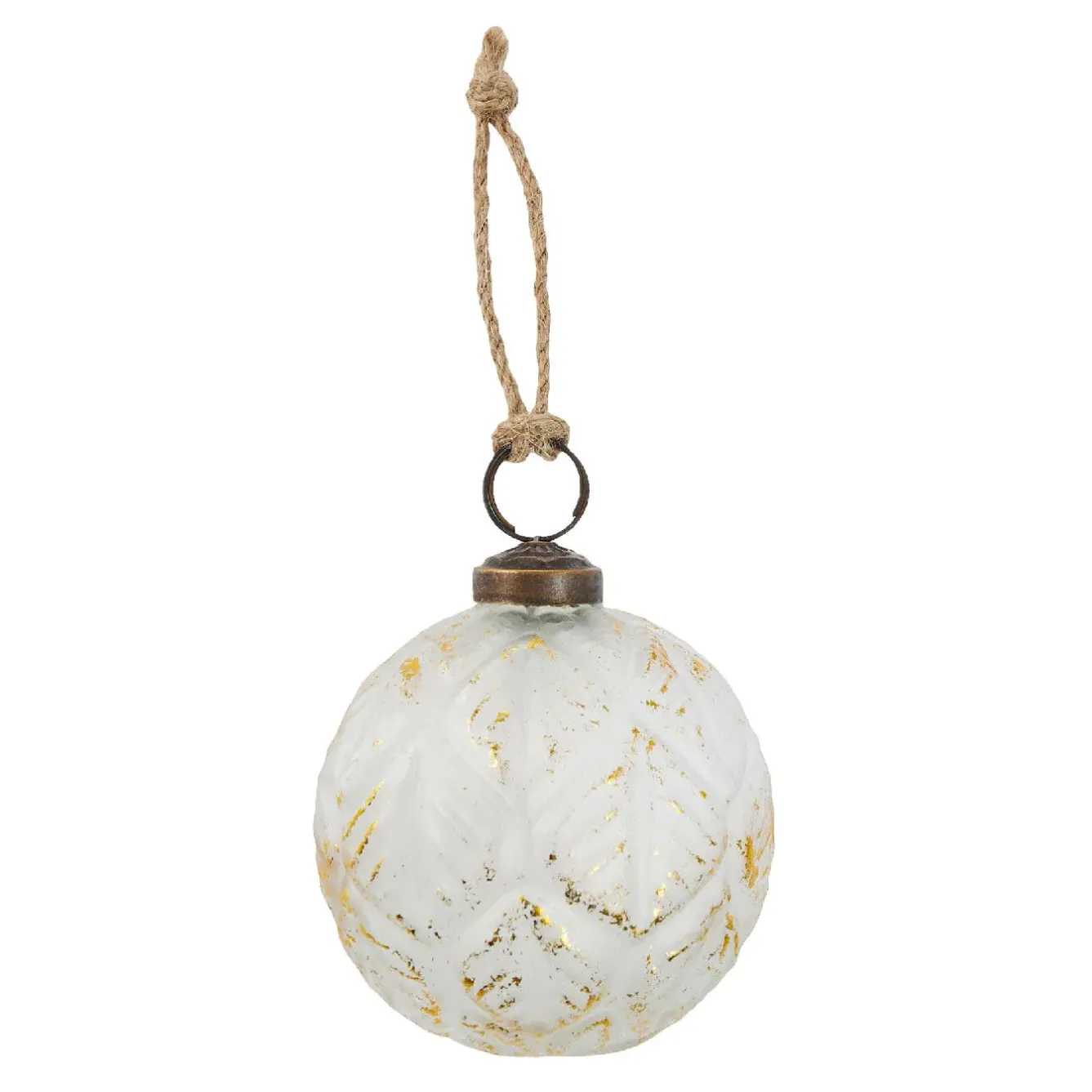 Best Glaskugel Blätter, Creme/gold, 7 Cm Weihnachtsbaumschmuck