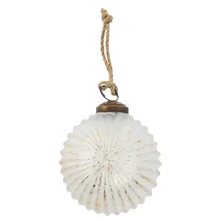 Discount Glaskugel Querrillen, Creme/gold, 7 Cm Weihnachtsbaumschmuck