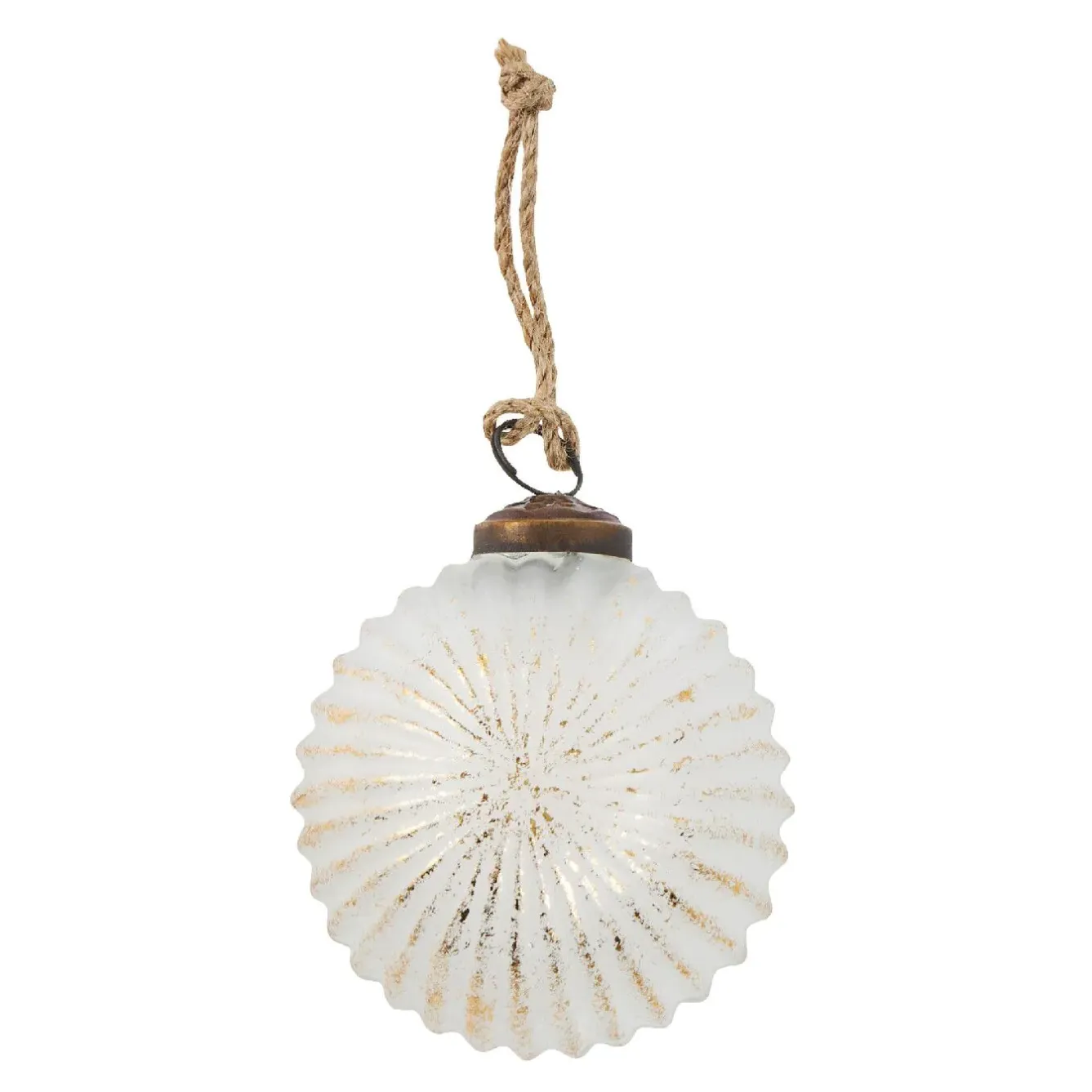 Discount Glaskugel Querrillen, Creme/gold, 7 Cm Weihnachtsbaumschmuck