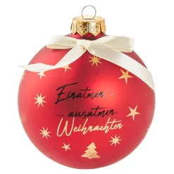 New Glaskugel Spruch, Einatmen/rot/matt, 10 Cm Weihnachtsgeschenke|Weihnachtsbaumschmuck