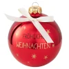 Clearance Glaskugel Spruch, Fröhliche/rot/glänzend, 10 Cm Weihnachtsgeschenke|Weihnachtsbaumschmuck