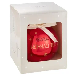 Clearance Glaskugel Spruch, Fröhliche/rot/glänzend, 10 Cm Weihnachtsgeschenke|Weihnachtsbaumschmuck