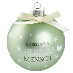 Glaskugel Spruch, Herzensmensch/mint/matt, 10 Cm Weihnachtsgeschenke|Weihnachtsbaumschmuck