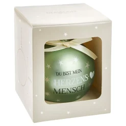 Glaskugel Spruch, Herzensmensch/mint/matt, 10 Cm Weihnachtsgeschenke|Weihnachtsbaumschmuck