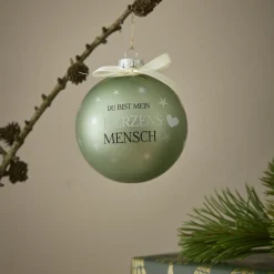 Glaskugel Spruch, Herzensmensch/mint/matt, 10 Cm Weihnachtsgeschenke|Weihnachtsbaumschmuck