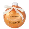 Online Glaskugel Spruch, Herzensmensch/orange/braun/glänzend, 10 Cm Weihnachtsbaumschmuck|Weihnachtsgeschenke