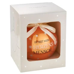 Online Glaskugel Spruch, Herzensmensch/orange/braun/glänzend, 10 Cm Weihnachtsbaumschmuck|Weihnachtsgeschenke
