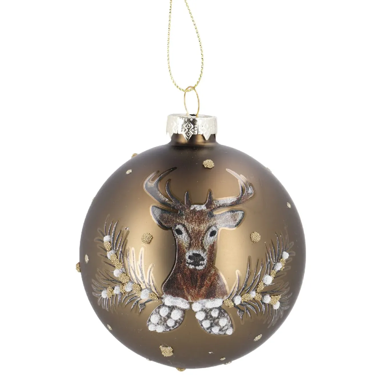 Hot Glaskugel Vintage, Hirsch/braun/matt, 8 Cm Weihnachtsbaumschmuck